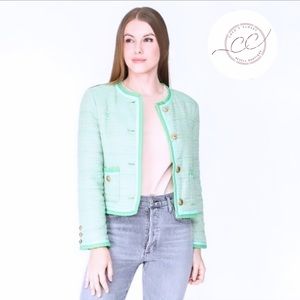 J Crew Spearmint Mint Green Tweed Collarless
Lady's Jacket